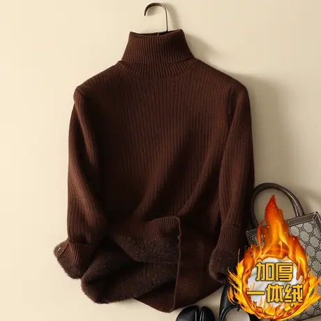 加绒加厚打底衫女士秋冬内搭2023年新款洋气一体绒保暖高领毛衣女商品大图