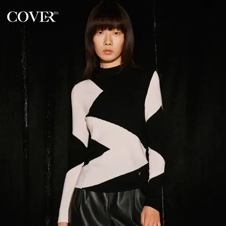 COVER冬季美利奴羊毛小高领毛针织衫商品大图