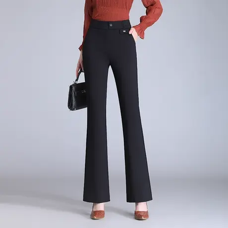 气质简约显瘦微喇裤女2023秋季新款高腰提臀显腿长休闲长款喇叭裤商品大图