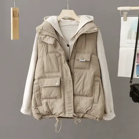 羽绒棉服马甲女秋冬季新款设计感小众无袖面包服坎肩加厚马夹外套图片