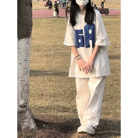 日系ulzzang大码t恤女白色纯棉oversize胖mm显瘦短袖ins潮上衣夏图片
