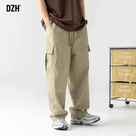 男士卡其色工装裤子男秋季男款阔腿裤冲锋裤日系男裤2023新款长裤商品大图