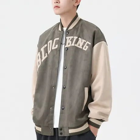 男士刺绣棒球服外套男春秋款潮高级感撞色拼接夹克2023年新款秋装商品大图