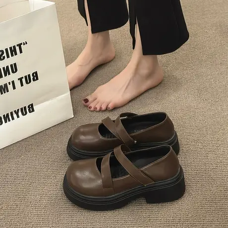 松糕厚底增高玛丽珍乐福鞋女秋季2022新款配裙子小皮鞋浅口单鞋子商品大图