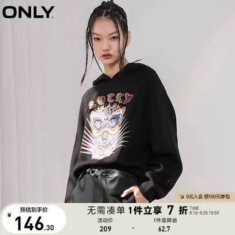 ONLY奥莱夏季字母休闲宽松连帽3D卡通图案卫衣女商品大图