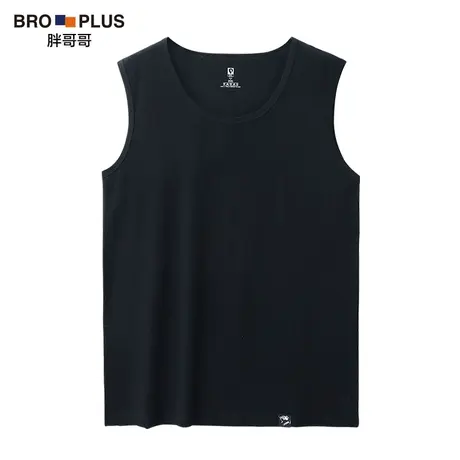 胖哥哥夏季大码背心男生纯色宽松运动透气加肥加大胖子无袖T恤衫图片