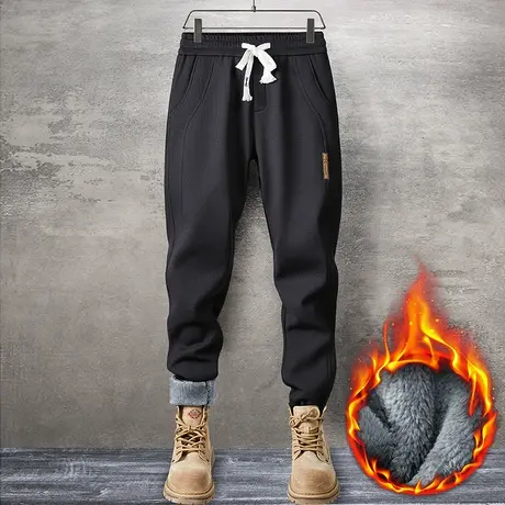 冬季男士束脚加绒加厚运动裤秋冬款卫裤2024新款男士加棉休闲裤子商品大图