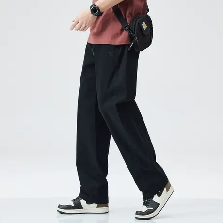 男士黑色裤子潮流男休闲裤男款直筒工装裤2024年新款长裤春季男裤商品大图