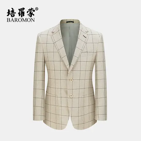 【意大利进口全麻面料】BAROMON/培罗蒙2024春款男士格子西装外套图片
