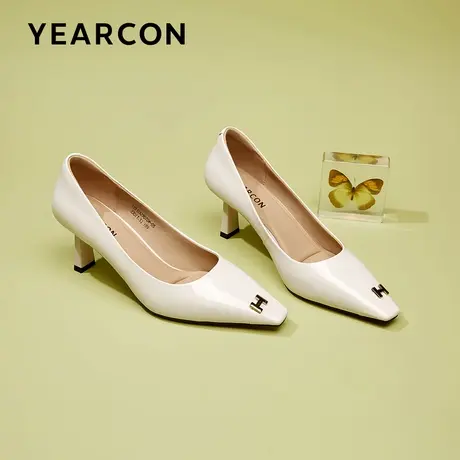 意尔康细跟高跟鞋女2024春新款法式复古设计感小香风通勤真皮单鞋图片