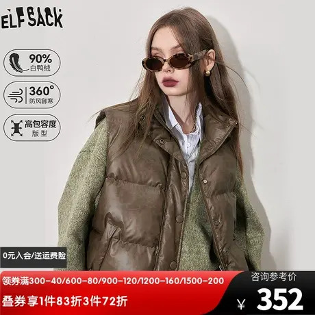 妖精的口袋高领复古马甲女2023冬季新款小个子外穿设计感羽绒马夹图片