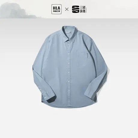 HLA/海澜之家牛津纺长袖衬衫2023春新款三国演义胸前口袋衬衫男图片