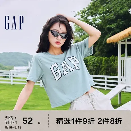 Gap女装廓形T恤LOGO纯棉亲肤短袖夏659468正肩上衣图片