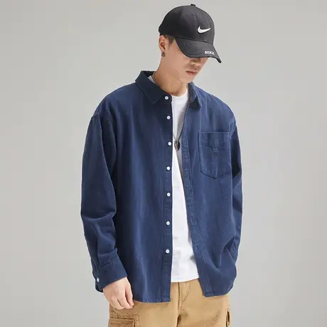 Modi Nick/摩帝尼克复古男款衬衫水洗工艺重磅磨毛面料休闲衬衫男图片