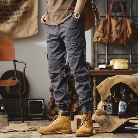 工装裤男春夏款宽松直筒男士休闲裤春季潮牌阔腿束脚裤男士休闲裤商品大图