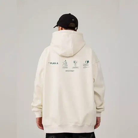 港风美式重磅大码卫衣男装连帽加肥加大宽松加绒初春秋季胖子外套商品大图