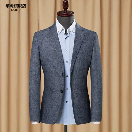 春季新款商务休闲西装外套男士韩版灰色小西服男修身单件上衣薄款商品大图