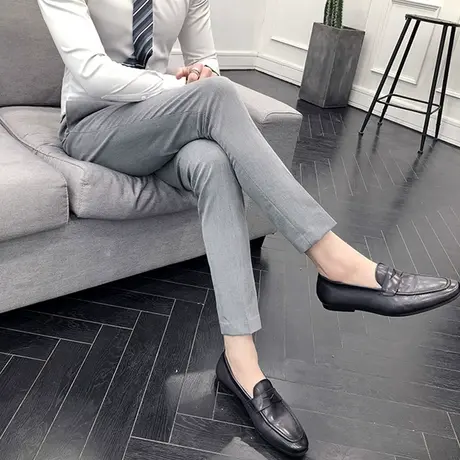 男士西装长裤2023年韩版休闲痞帅发型师西裤修身小脚刺绣九分裤潮商品大图