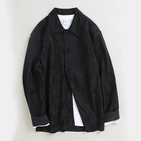 男士衬衫长袖新中式唐装外套男中国风男装衬衣翻领2023秋季新款商品大图