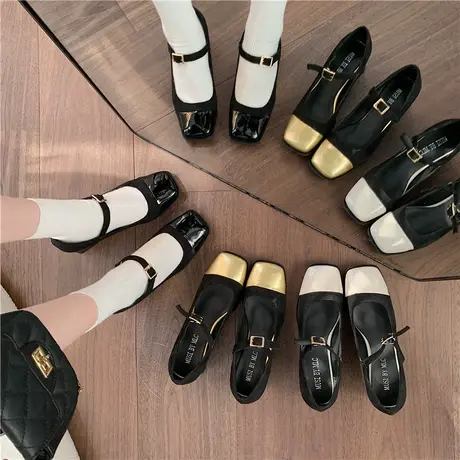 小众高跟方头玛丽珍单鞋女鞋子2023年新款春季小香风法式春秋瓢鞋商品大图