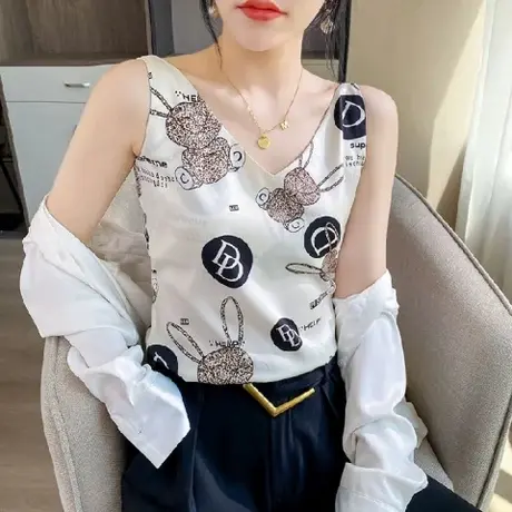 真丝吊带背心女内搭白色美背醋酸上衣缎面夏小西装仿桑蚕丝打底衫商品大图