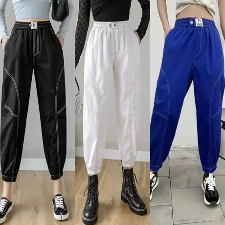 2023春夏新款束脚工装裤女网红时尚洋气休闲裤百搭显瘦九分哈伦裤商品大图