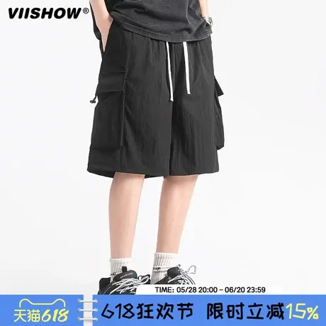 VIISHOW夏季工装短裤男士潮牌宽松直筒五分裤沙滩裤休闲运动中裤商品大图