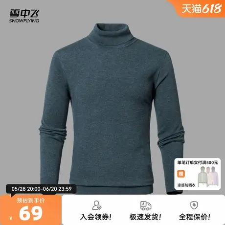 雪中飞25秋新款男士高领针织衫纯色直筒简约大气舒适百搭休闲W图片