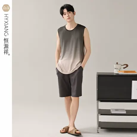 恒源祥天丝莱赛尔睡衣男夏季薄款无袖短裤抗菌防螨亲肤透气家居服商品大图