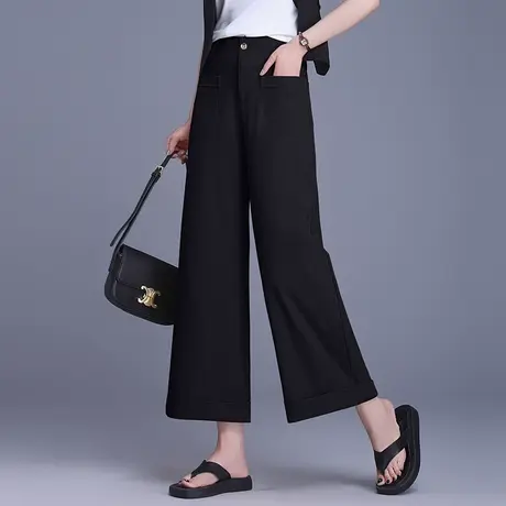 小个子阔腿裤女夏季2025新款高腰显瘦百搭九分休闲裤减龄直筒裤子图片