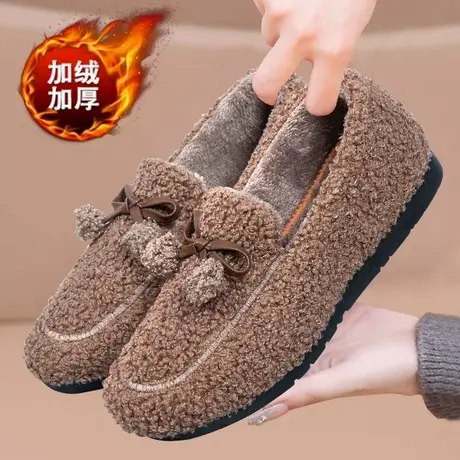 老北京布鞋女秋冬款二棉鞋妈妈鞋冬季加绒豆豆鞋加厚保暖毛毛鞋子商品大图