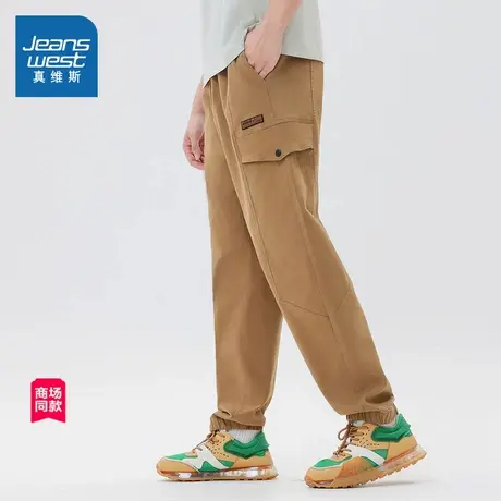 JW真维斯男装裤子2025春季新款 潮流男士设计感束腰束脚工装长裤商品大图