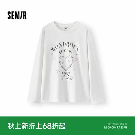 森马长袖T恤女秋季oversize印花蝴蝶结2025新款少女感甜酷套头衫商品大图
