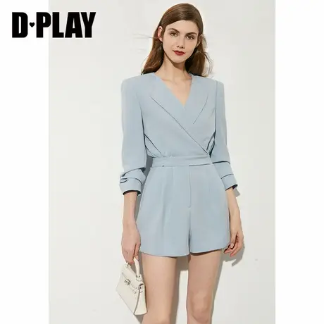 DPLAY德帕拉春新蓝色通勤翻领西装连体裤小个子甜酷高腰短裤商品大图