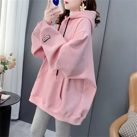 宽松慵懒风大码加绒加厚连帽卫衣女2022新款秋冬洋气百搭休闲外套商品大图
