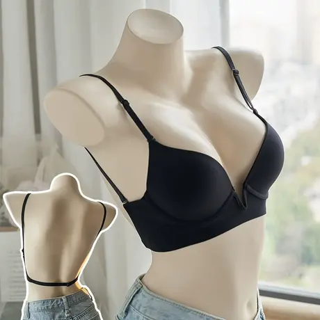 性感大U美背内衣女夏季薄款小胸聚拢bra无痕舒适软钢圈防下垂文胸商品大图