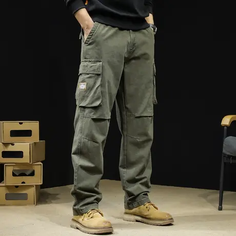 直筒工装裤子男士秋冬休闲男裤2023新款大码美式加绒工装裤男秋款商品大图