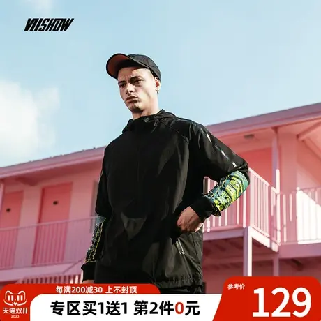 VIISHOW春季夹克男新款连帽潮牌宽松外套男士韩版男生帅气上衣商品大图