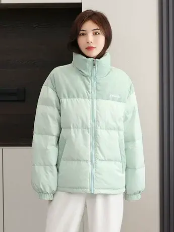 简约轻盈保暖羽绒服2023年冬季短款立领拼接撞色白鸭绒外套上衣潮商品大图