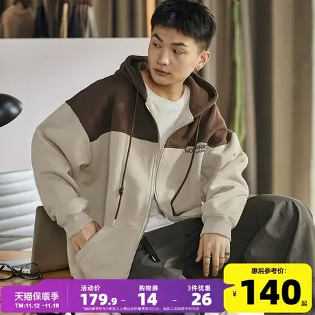 唐狮2023春秋季新款开衫卫衣男士拼接宽松薄款外套男生连帽上衣潮商品大图