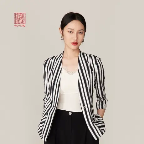 [真丝系列]EP雅莹高端系列 黑白条纹西装外套 商场同款1218A图片