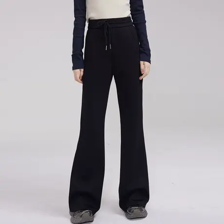 尔给显瘦黑色微喇裤子女秋冬款垂感休闲百搭高级感小个子休闲裤商品大图