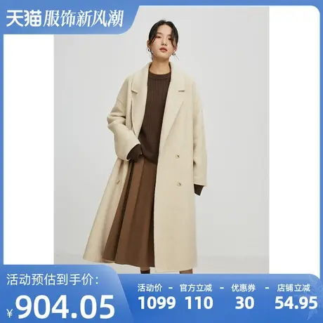 嘉茱莉灰色双面羊毛大衣高级感双面呢大衣女中长款赫本风毛呢外套商品大图