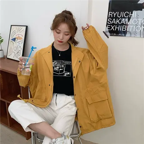 工装外套女2021秋季新款盐系炸街上衣薄款韩版宽松慵懒风学生夹克商品大图
