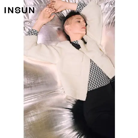 COVER冬季减龄衬衫领绒感夹克短外套商品大图