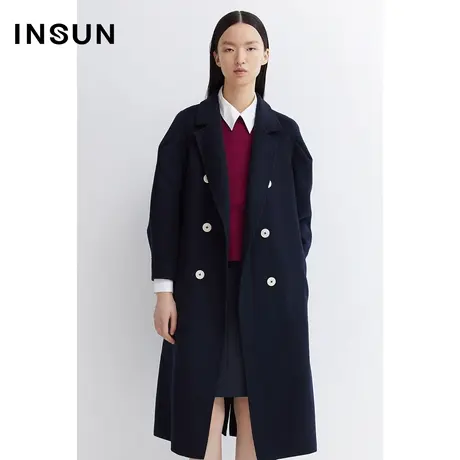 INSUN恩裳春季羊毛层次感垂感毛呢大衣商品大图