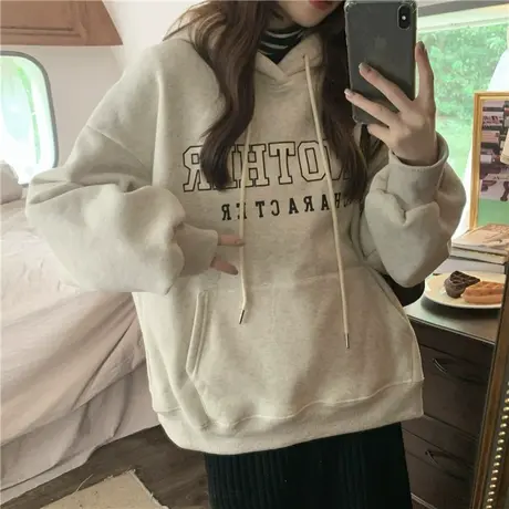 国潮牌oversize连帽卫衣女春秋薄款宽松休闲百搭情侣内搭秋冬上衣图片