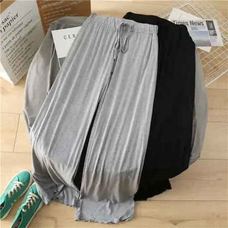 莫代尔直筒阔腿裤女高腰夏季新款韩版垂感宽松显瘦休闲拖地裤长裤图片