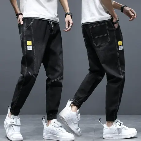 夏季薄款修身小脚牛仔裤男士工装弹力2023年新款潮休闲男裤子痞帅图片