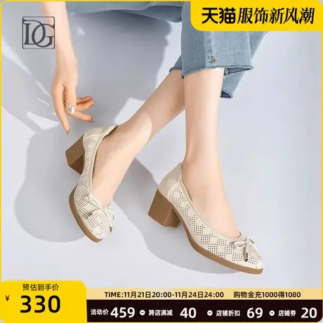 头层牛皮镂空单鞋女粗跟2025年夏季软皮软底舒适真皮妈妈鞋子皮鞋图片